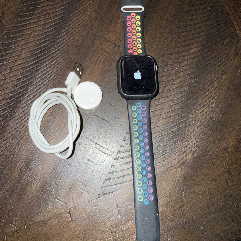 Apple Watch with Rainbow Band
